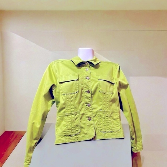 ๐
Liv a Little * ๐ Green Sz Small Denim-like Button jacket technical 98% Cotton - Picture 12 of 12